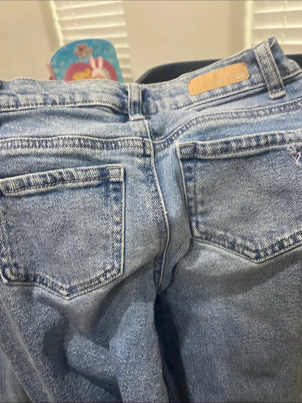 Justice Blue Denim Jeggings with Pastel Butterfly Accents